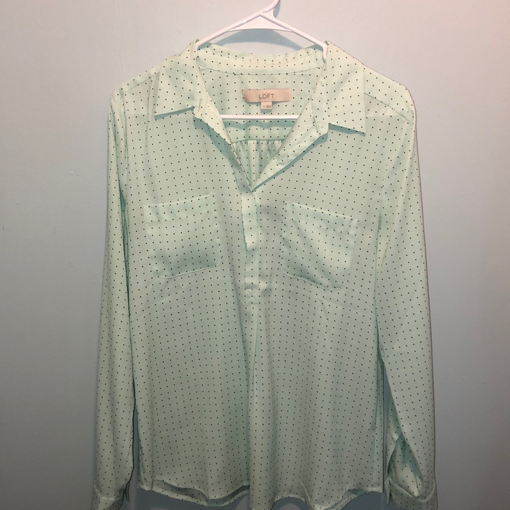 Loft Mint Polka Dot Blouse